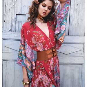 Spell lotus kimono gown ruby xs